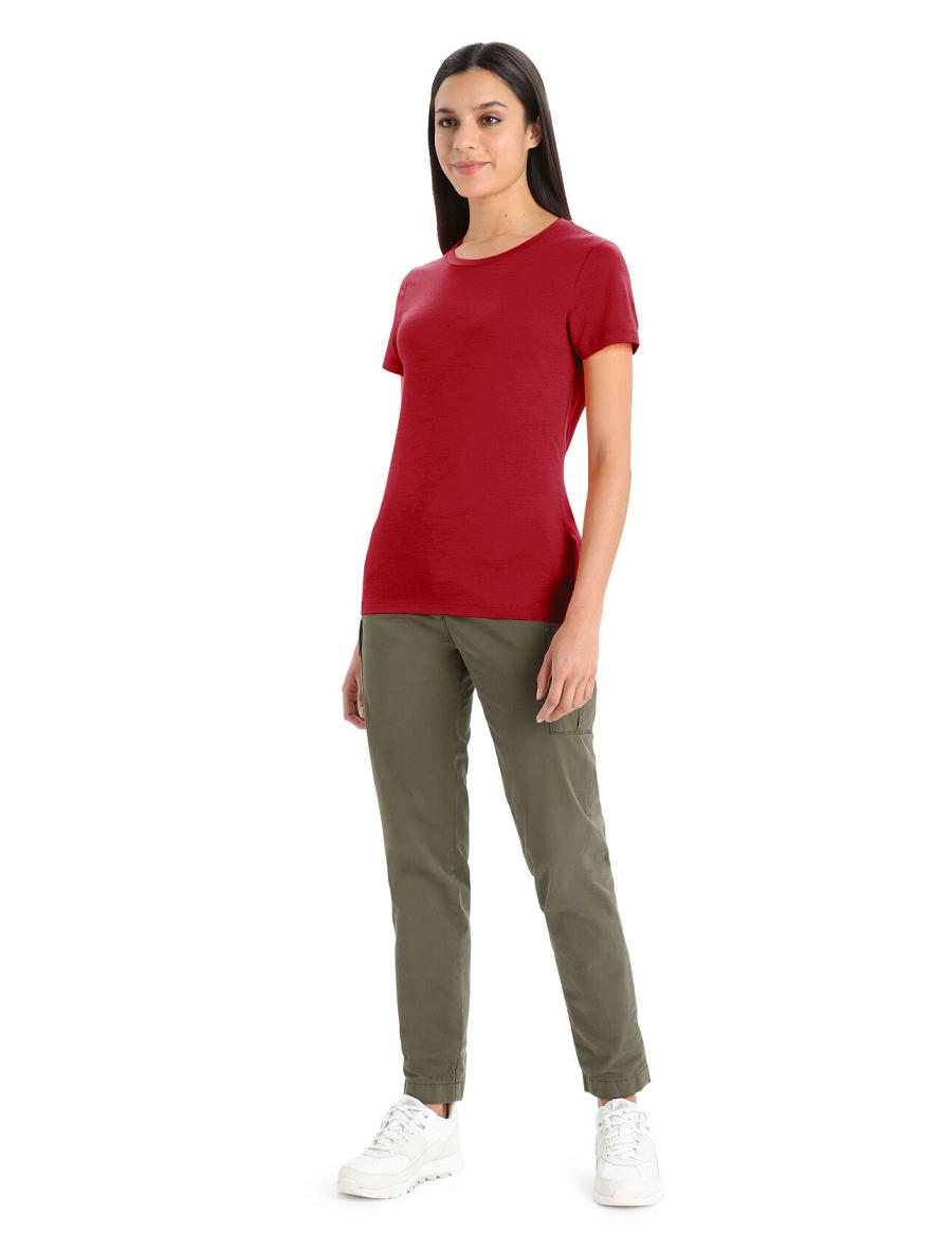 Women's Icebreaker Merino Tech Lite II Short Sleeve T Shirts Cherry | CA 1371VRWD